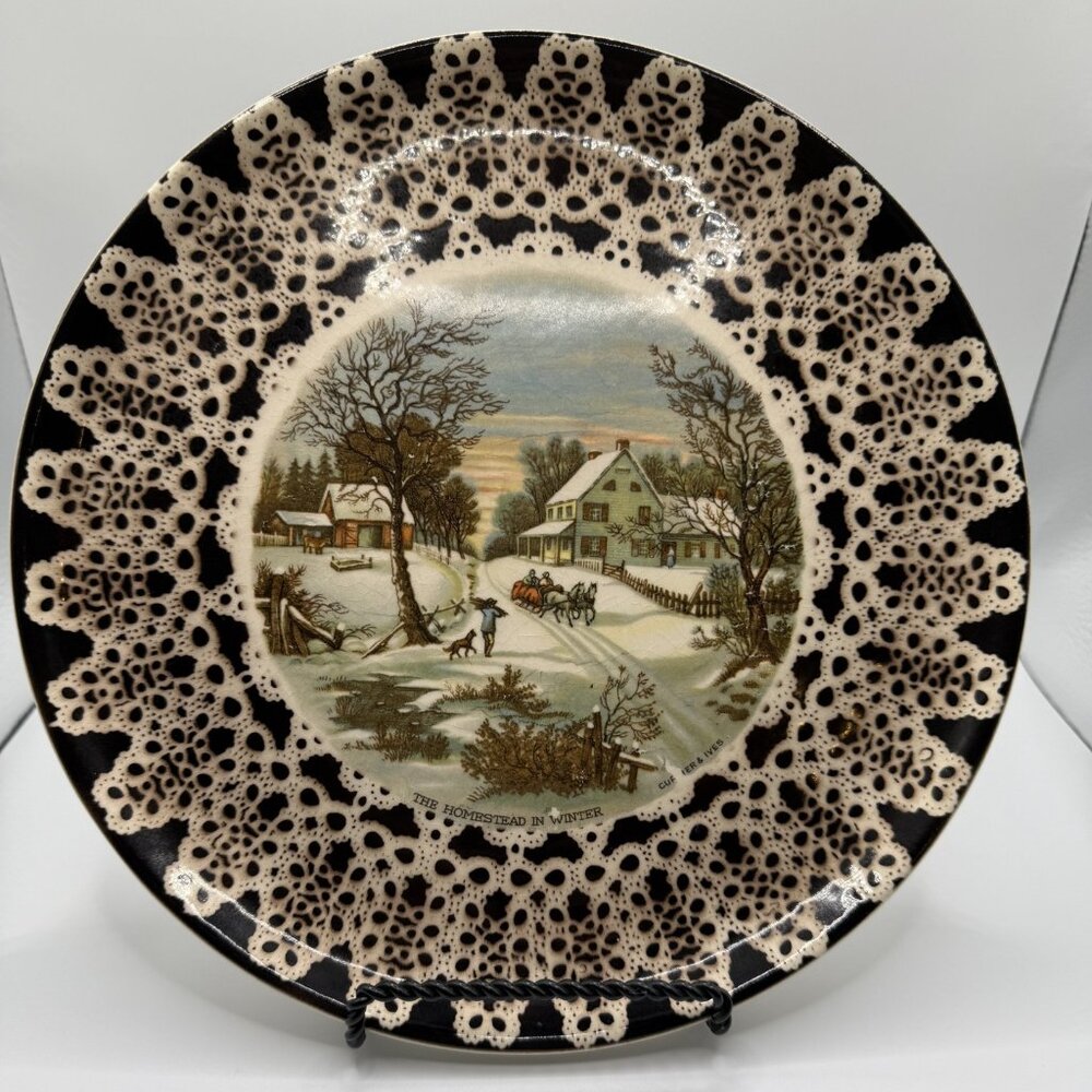 Vintage Currier & Ives 'The Homestead in Winter' Decorative Plate